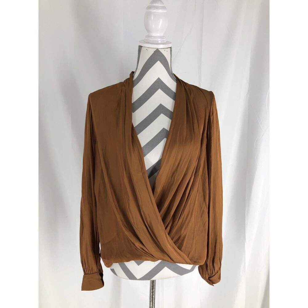 All In Favor Wrap Front Blouse Argan Oil Rust Medium